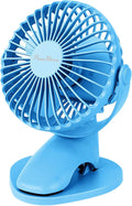 Portable Clip Fan Battery Operated,3 Speeds USB Rechargeable Mini Table Fan with Strong Airflow,360°Rotation Ultra Quiet Personal Desk Fan for Home Office Bedroom Dorm Stroller Camping - Blue by PureHome