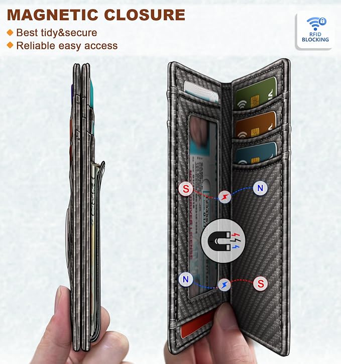 BULLIANT Magnetic Slim Leather Airtag Wallet Money Clip For Men 12Cards | RFID Blocking | Easy Access | Gift Boxed | Pocket Fit - Image 2