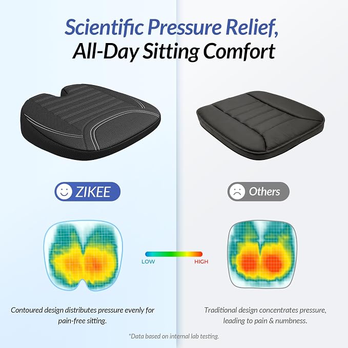 Wedge Car Seat Cushion for Tailbone Pain Relief & Better Visibility | Ergonomic Memory Foam Seat Cushion for Car with Breathable Channel Design, Fits Car, SUV, Truck, Non-Slip Mesh Cover - Image 3