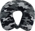 Wolf Essentials Adult Cozy Soft Microfiber Neck Pillow for Travel – Compact, Machine Washable - Perfect for Airplane, Car, or Home Use - Filled and Finished in The USA – Black Camo by WorldsBest