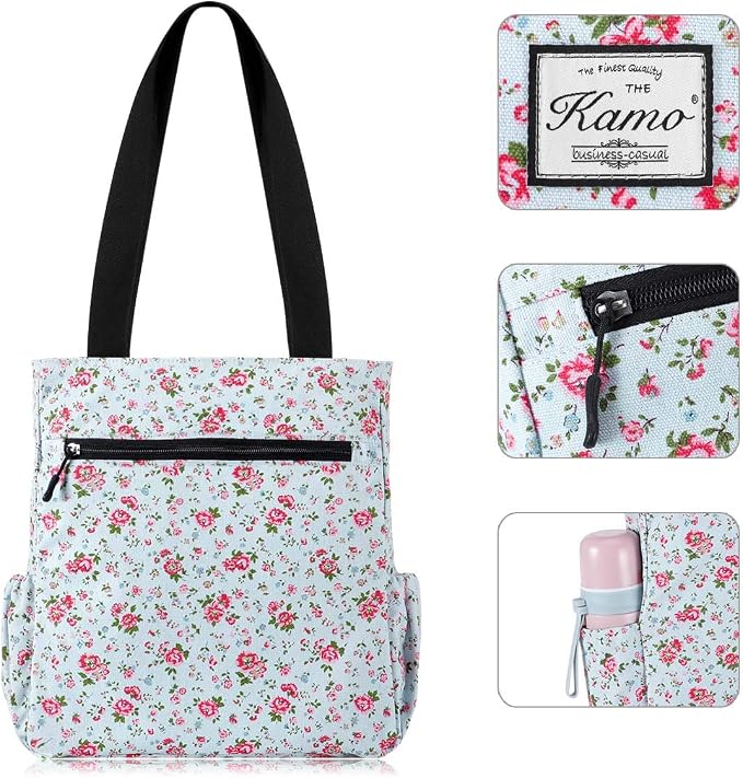 KAMO Floral Tote Bag - Waterproof Lightweight Handbags Travel Shoulder Bag for Hiking Yoga Gym Swimming Travel Beach - Image 4