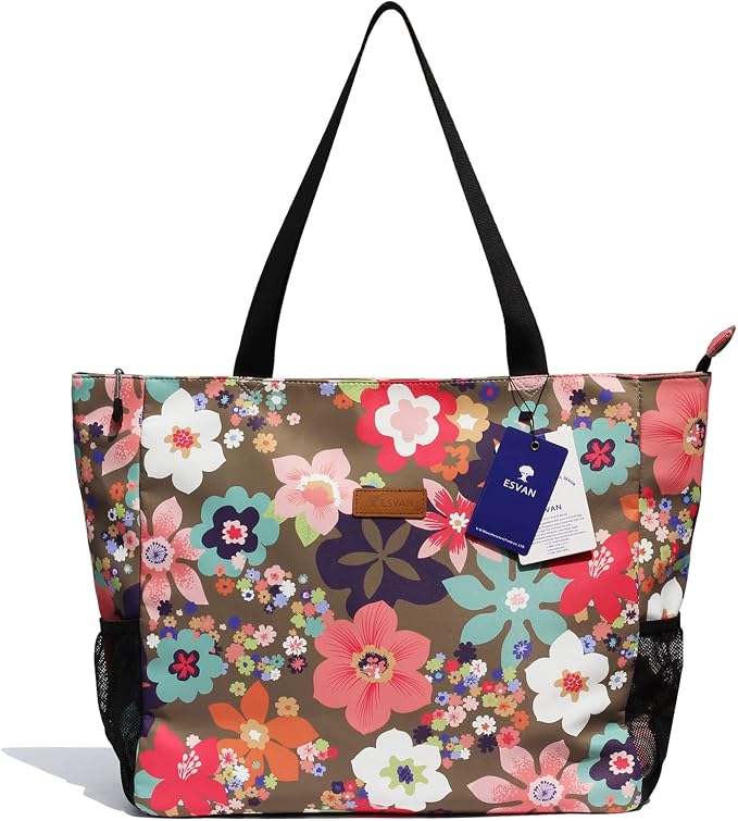 ESVAN LARGE BEACH BAG Water Resistant Lightweight 20 inch Women Oversize Tote Bag for Gym Beach Travel Pool Yoga Nurse - Image 5
