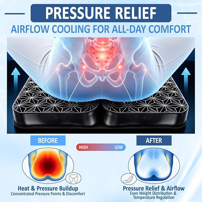 Honeycomb Gel Seat Cushion 16"x12" Foldable for Tailbone & Pressure Relief | Portable foldable cushion for airplane, car, office & wheelchair; lightweight breathable pad for all-day pressure relief - Image 6