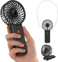 Portable Handheld Fan with Neck Lanyard, Black | 180° Foldable, 4 Wind Speeds, 16 Hours Battery Life, Low Noise, USB-C Rechargeable, Weighs only 106g, Removable Mesh Cover by J-BRAUVStore