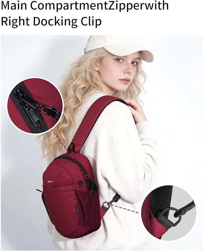 ECOHUB Anti-Theft Crossbody Bag Men Women RFID Blocking Lightweight Sling Backpack Water Resistant for Travel Hiking Outdoor - Image 6