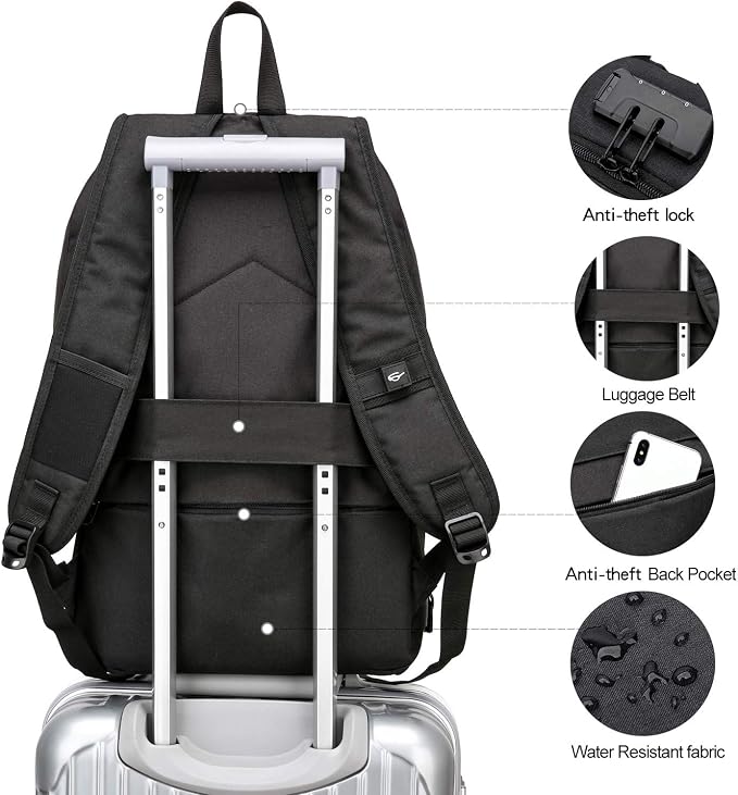 WENIG Anti-Theft Travel Laptop Backpack with USB Charging Port Lock,Water Resistant Slim Work Computer Bag for Men College Bookbags Fits 15.6 Inch Laptop - Image 5