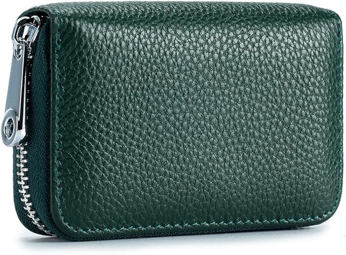 RFID Credit Card Holder Genuine Leather Credit Card Wallet with Zipper | RFID by EASTNIGHTS