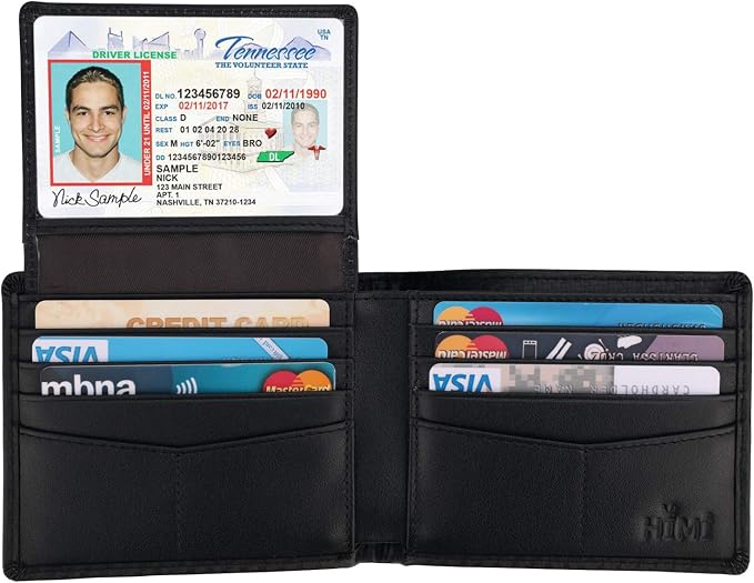 HIMI Wallet for Men-Genuine Leather RFID Blocking Bifold Stylish Wallet With 2 ID Window - Image 4