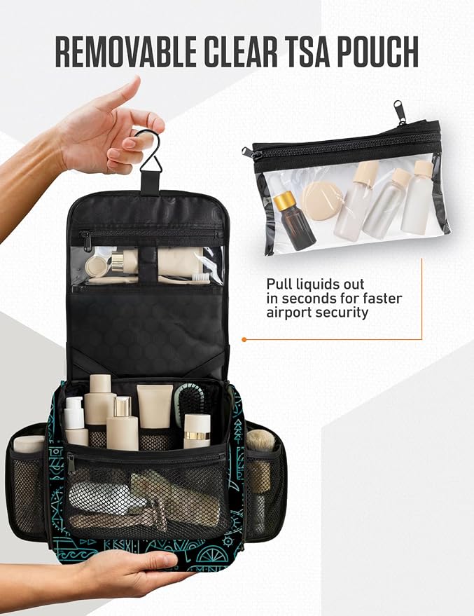 VENTURE 4TH Hanging Travel Toiletry Bag, 17 Compartments - Surfing Vibes | Hangs on rails, hooks or doors; stands upright too. Removable TSA pouch. Water-resistant 900D Nylon, reinforced stitching. - Image 9