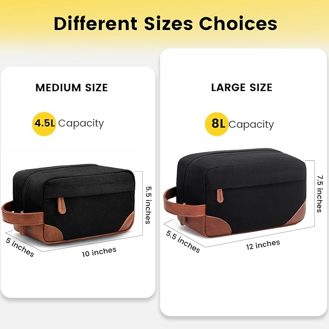 Vorspack Travel Toiletry Bag - Hanging Toiletry Bag for Men Water Resistant Canvas Shaving Bag with Large Capacity for Travel - Black (Pack of 2) - Image 2
