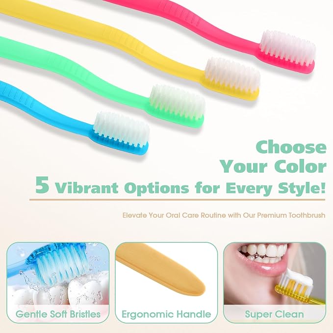 LemonRoad 40 Pcs Travel Toothbrush Holder Sets 20 Disposable Toothbrush Individually Wrapped 20 Portable Tooth Brush Case Covers with Ventilation Holes for Travel, Home, Camping, Hotel(Macron) - Image 3