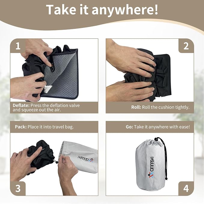 Everywhere Comfort Seat Cushion with Built-in Pump - Lightweight Foldable Air Cushion for Stadium, Travel, Office & Outdoor Seating - Ergonomic Pressure Relief Pad, 0.8 lb - Image 6