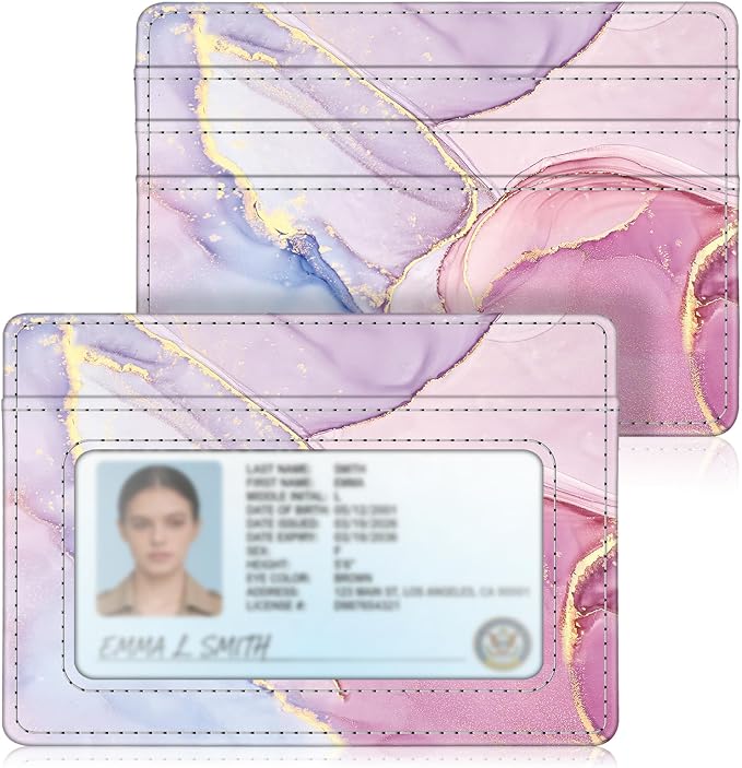 FINTIE Slim Minimalist Front Pocket Wallet RFID Blocking Credit Card Holder | Card Cases with ID Window for Men Women, glittering marble by Fintie