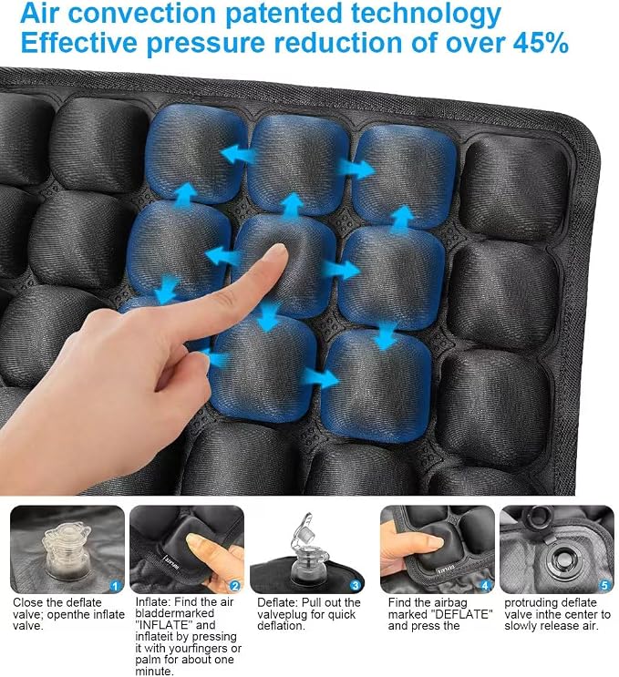 Sondur travel cushion, Press Type Airplane Seat Cushion for Long Flights | Inflatable Travel Seat Cushion,Airplane 49 Airbags,3D Air Cell Cushion With Air Pump,Breathable Portable,Ergonomic Support - Image 3