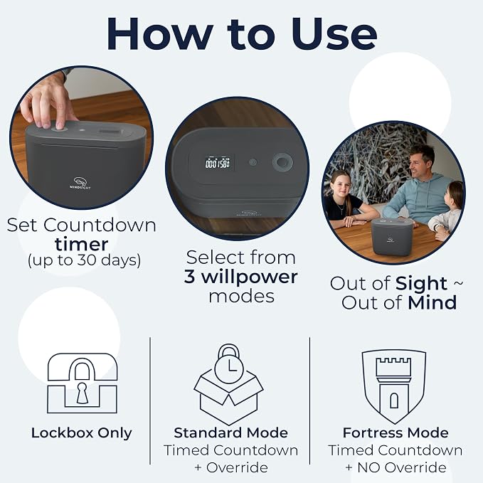Mindsight Timed Lock Box Plus | Fits Small Tablets (iPad Mini), Phones (10+) & More | Great for Schools & Families | Helps Reduce Screen Time & Build Better Habits | Out of Sight ~ Out of Mind - Image 5