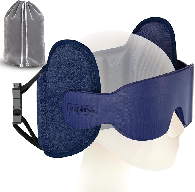Travel Pillow fit Various Heights, Aiplane Sleep Stable Support | Seat Strap System, 360° Headrest Airplane Pillow for Long Flight, Stop Bobblehead, 3D Eye Mask, Travel Essential, Royal Blue by Inspireyes