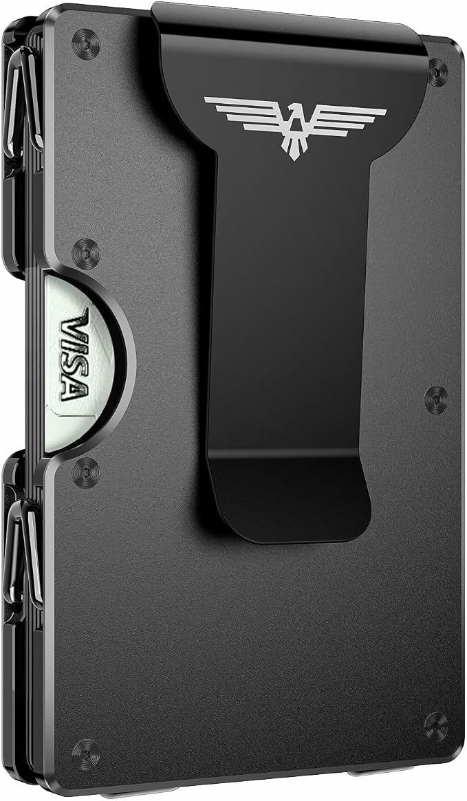 Lenvoten Upgraded Hinged Minimalist Wallet for Men, RFID Blocking Wallet | Slim Metal Aluminum, Credit Card Holder, Money Clip Holds 20 Cards, Premium Scratch-Resistant Finish, Ideal Gift for Men by Lenvoten