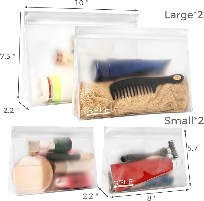4 Pack Leakproof Clear Toiletry bags, TSA Approved Quart Zipper Bags | BPA Free Travel Makeup Cosmetic Bags for Women Men, Carry on Airport Airline Compliant Bags - Image 2