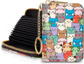 Blusabaca RFID Credit Card Holder Small Women Travel Wallet, Cute Cats | Removable Keychain, Case with Zipper, Vegan PU Leather, Cash Coin Pocket, Business Accordion Purse, Ladies Female Gift by Blusabaca