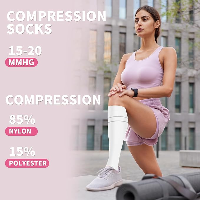 Sooverki Compression Socks for Women & Men 6 Pairs is Best Supportive Knee High Stockings for Circulation, Travel, Nurses - Image 2