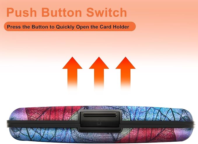 Mayski Credit Card Holder for Women RFID Blocking Wallet, Colorful Leaves | Card Wallets for Women Small Mini Business Metal Accordion Aluminum Alloy Hard Case for Men - Image 6