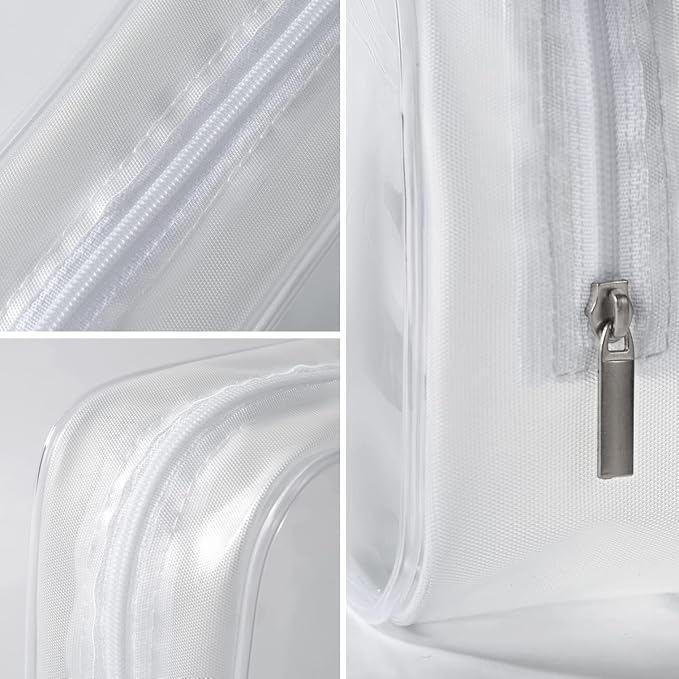 5 Pack Clear Plastic Zippered Toiletry Carry Pouch White, Mixed Size TSA Approved, Portable Cosmetic Makeup Bag, For Vacation, Bathroom and Organizing - Image 4