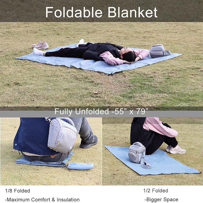 Pocket Blanket, Compact Blanket for Picnic, Beach, Festival | Sandproof, Waterproof, Stakes & Carabiner Included, Packable Lightweight Tarp for Camping, Hiking, Backpacking, Travel - Image 4