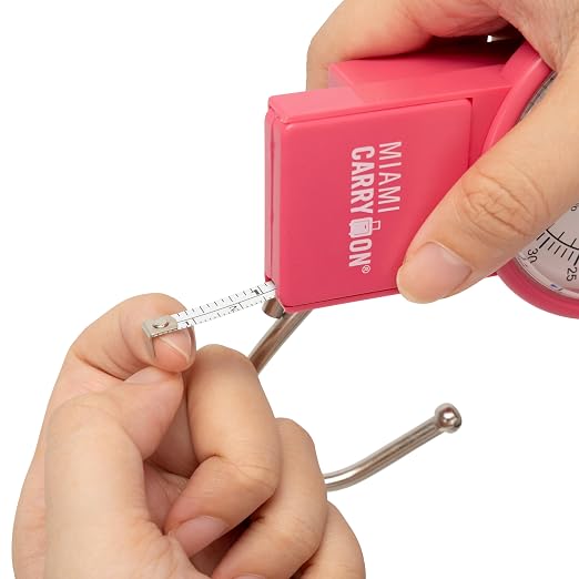 Mechanical Luggage Scale with Tape Measure, Up to 80 Pounds (Pink) - Image 2