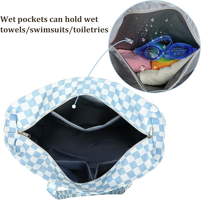 LEDAOU Beach Bag Waterproof Sandproof Women Beach Tote Pool Bag with Zipper for Swim Gym Grocery Travel with Wet Pocket | Sandproof - Image 4