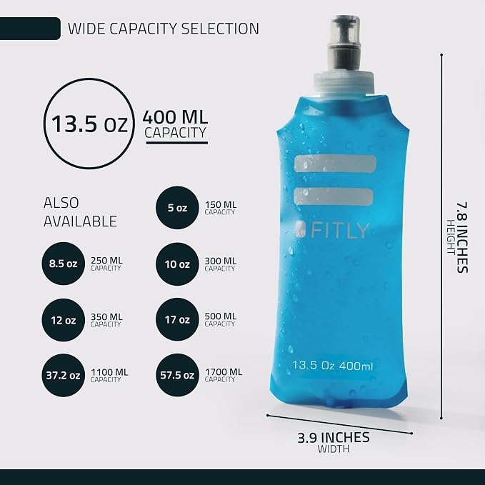 FITLY Soft Flask - Shrink As You Drink Soft Water Bottle for Hydration Pack - Folding Water Bottle Ideal for Running, Hiking, Cycling, Climbing & Rigorous Activity - Image 2
