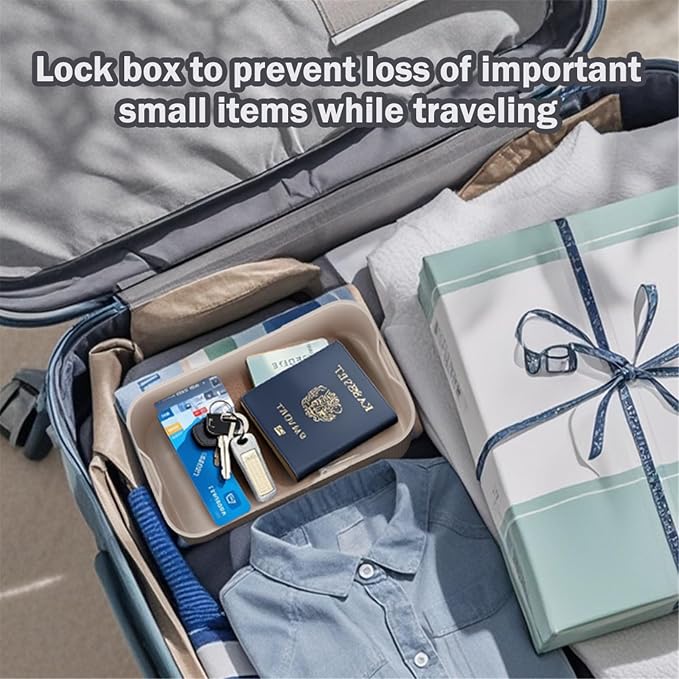 SANIDIKA Lockable Storage Box, Locking Medicine Box, Cell Phone Locked Jail, Food Medical Lockbox, Containers Bin for Personal Refrigerator Home Office Organization Travel Gift,9.25 x 5 x 3.6 (Cream) - Image 8