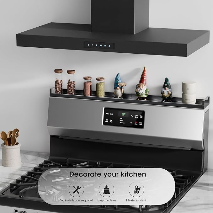Bumusty 30" Adjustable Magnetic Stove Top Shelf, Matte Black | Expandable Spice Rack with Strong Magnetic Hold for Seasoning Storage and Kitchen Counter Organization - Image 6