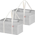 LHZK 2 Pack Utility Tote Bag with Metal Wire Frame and the Sides Rinforced, Large Tote Bag with Handle, Reusable Grocery Bags Foldable, Beach Bag, Car Tote (Gray, 18.5''x11.8''x11.5'') by LHZK