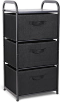 MAX Houser Dresser Storage with 3 Fabric Drawers, Black | Vertical Storage Unit for Bedroom,Chest of Drawers with Metal Frame, Wooden Tabletop, for Living Room, Closet by MAXHouser