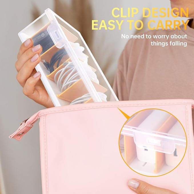 PAVSTINE 2 Pack Clear Cable Organizer Box with Lid, Plastic Charger Cable Cord Storage Organizer, Office Desk Organizers, Multifunctional Accessories Storage for Home Drawer Office, Stackable - Image 3