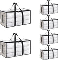 6 Pack-Extra Large Heavy Duty Moving Bags - Waterproof Storage Totes with Handles & Zippers, Foldable for College Dorm, Storage (Clear) by Unknown