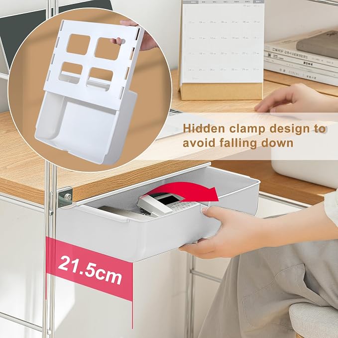 FRETONBA Under Desk Drawer for Stationery, Adhesive Slide Out, Large | No-Drill Mounting, Holds Up to 4.5 lbs, Smooth Slide-Out, Hidden Under Desk, Home & Office - Image 3