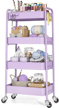 TOOLF 4 Tier Metal Rolling Cart, Utility Storage Cart with Wheels, Purple | Screwless Assembly, Lockable Metal Wheels, Trolley Organizer for Bathroom, Kitchen, Office, Dorm, Laundry, Craft Room by TOOLF