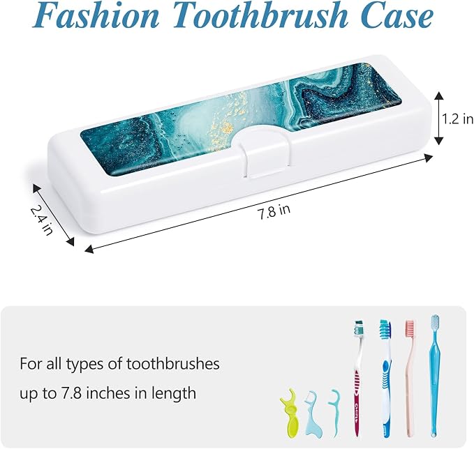 Toothbrush Travel Case - Colorful Pattern, Holder and Covers for Toothbrushes, Includes Tongue Scraper Case - Image 2