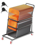 VEVOR Folding Chair Rack, 300 LBS Capacity, L-Shape Vertical Placement Chair Cart for 25 Chairs, Heavy-Duty Metal Chair Storage Dolly with Rubber Wheels, Multi-Function Chair Holder, Matte Black | Folding Chair Rack with Rubber Wheels, Heavy-Duty Metal... by VEVOR