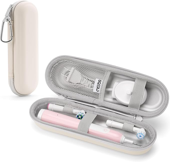 SQERO Electric Toothbrush Travel Case for Oral-B Pro/iO, Philips Sonicare/Aquasonic, Oral B Case for Brush Heads & Accessories, Portable Toothbrush Hard Carry Bag Waterproof PU | Storage for Brush Heads & Accessories, Portable Toothbrush Hard Carry She... by SQERO