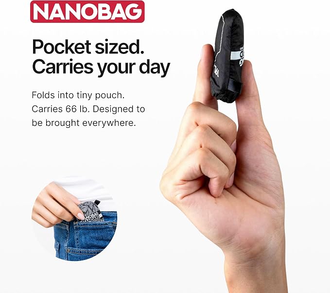Nanobag Standard 19L Tote Foldable Packable Reusable Grocery Shopping Bag | 0.9 oz Premium Portable Collapsible Ultralight Pocket-Sized for Everyday Use & Travel - Image 3