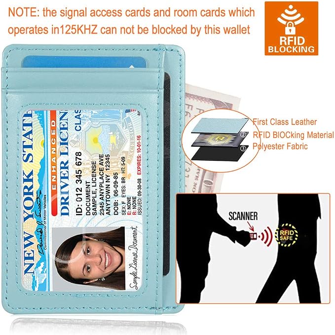 GH GOLD HORSE Slim RFID Blocking Card Holder Minimalist Leather Front Pocket Wallet for Women | Slim - Image 6