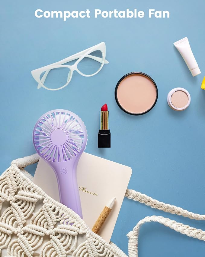 Edvision Portable Mini Fan - Powerful Personal Handheld Fan with 3 Speeds, Cute and Small, USB Rechargeable for Travel/Lash/Makeup/Outdoor/Home,Purple - Image 3