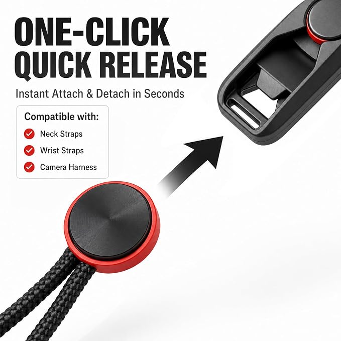 8-Piece Camera Strap Quick Release Connector Kit | Includes quick-release buckles and anchor connectors for DSLR, mirrorless, action cameras, and camera straps. - Image 2