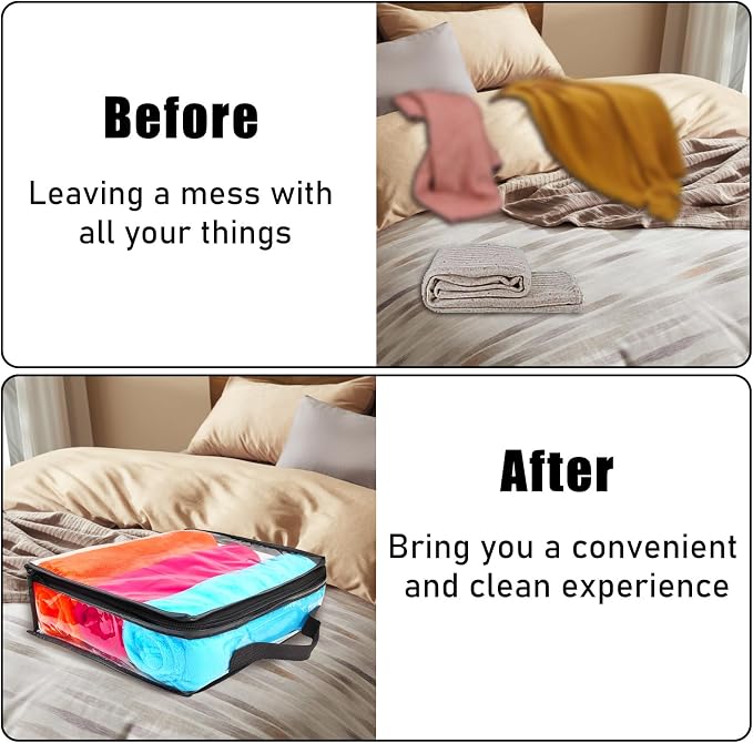 10 Pieces Large Clear Travel Packing Cube ，Clear Vinyl Zippered Storage Bags See Through Moving Bag Plastic Storage Bags PVC Multipurpose Pouch with Handle for Sweater Shirts Dress Storage - Image 7