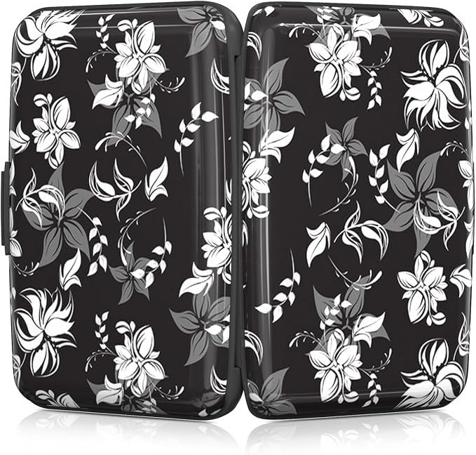 Rimilak Aluminuml Credit Card Holder,White Flower | Mini Credit Card Wallet RFID Blocking Slim Metal Hard Case for Women Men - Image 5