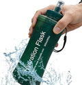 AXEN Collapsible Water Bottle with Filter for Hiking Travel, 500ml Green | Foldable Design, Lightweight Portable Filtered Water Bottle, Soft Hydration Flask for Trail Hiking Running Outdoors by AXEN