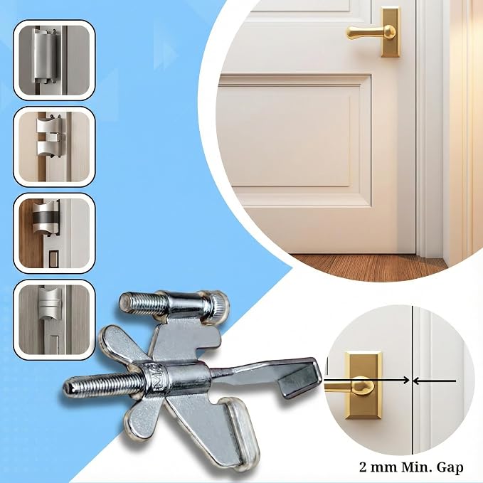 Original Trustella Heavy-Duty Portable Door Lock with Stainless Steel Build. Perfect for Home, Travel, Hotels, and Apartments for Inward-Opening Doors with a 2 mm Gap. (Silver/Black) - Image 6