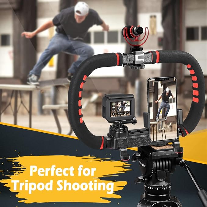 Zeadio Camera Smartphone Stabilizer, Handle Grip Handheld Video Rig, Compatibility with All Camera, Camcorder, Action Camera, DSLR and for All iPhone and Android Smartphones - Image 3